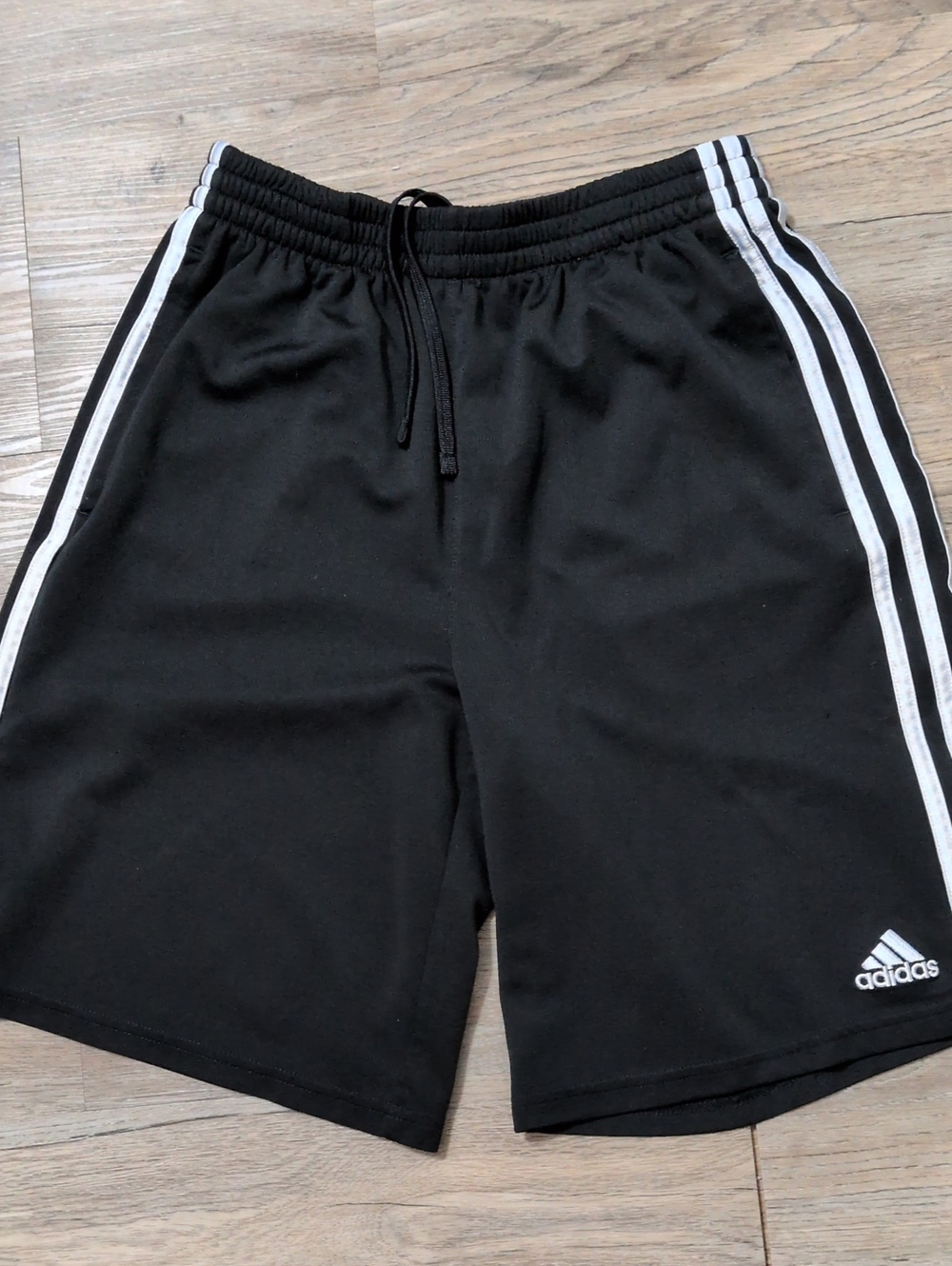 adidas Black Shorts with White Three-Stripe Detailing